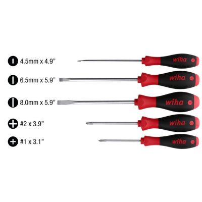 WIH30277 image(1) - Wiha Tools  5 Piece SoftFinish Slotted and Phillips Screwdriver Set