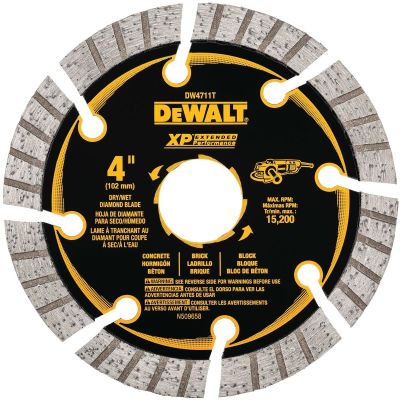 DWTDW4711T image(0) - DEWALT XP 4" All-Purpose Segmented Diamond Blades
