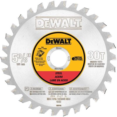 DWTDWA7538 image(0) - DEWALT 30 Teeth Ferrous Metal Cutting Arbor, 5-3/8-Inch Circular Saw Blade