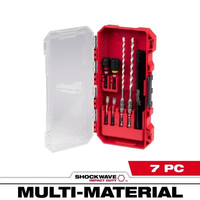 MLW48-20-8877 image(0) - Milwaukee Tool 7 PC SHOCKWAVE Impact Duty Carbide Multi-Material Drill Bit Concrete Screw Install Set