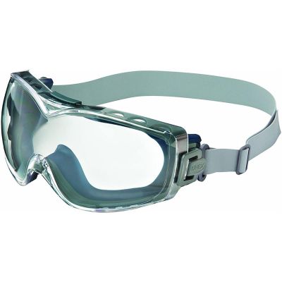 UVXS3970HS image(0) - Uvex Stealth OTG Indirect Vent Chemical Splash Goggles, Navy Frame & Clear HydroShield Anti-Fog Lens - S3970HS