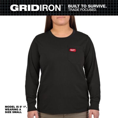MLWF551B-L image(0) - Milwaukee Tool Womens GRIDIRON Pocket T-Shirt - Long Sleeve Black L