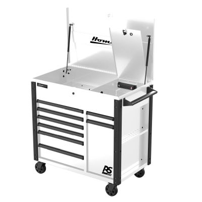 HOMWH06044080 image(0) - Homak Manufacturing 44 in RS Pro 8 Drawer Flip Top Power Service Cart- White