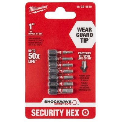 MLW48-32-4619 image(0) - Milwaukee Tool SHOCKWAVE Hex Security Insert Bit Set - 7PC