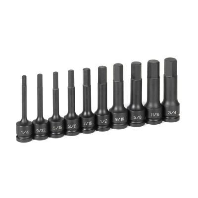 GRE1340H image(0) - Grey Pneumatic 1/2" Drive 10 Piece 4" Length Fractional Hex Driver Set