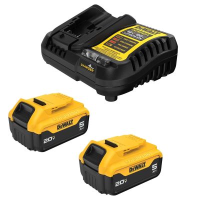 DWTDCB205-2C image(0) - DeWalt 20V MAX Lithium-Ion Battery Starter Kit with 5.0 Ah Batteries (2-Pack) and Charger