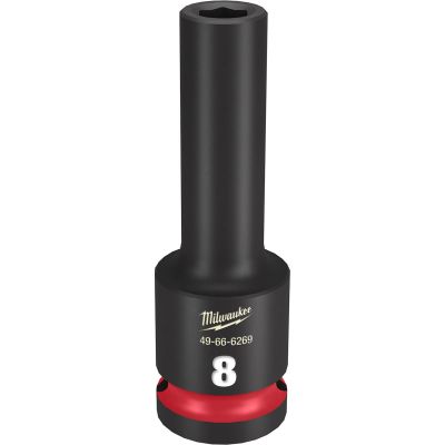 MLW49-66-6269 image(0) - Milwaukee Tool SHOCKWAVE Impact Duty  1/2"Drive 8MM Deep 6 Point Socket