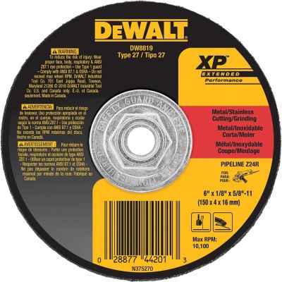 DWTDW8819 image(0) - DEWALT 6-Inch By 1/8-Inch By 5/8-Inch-11 Xp Grinding Wheel