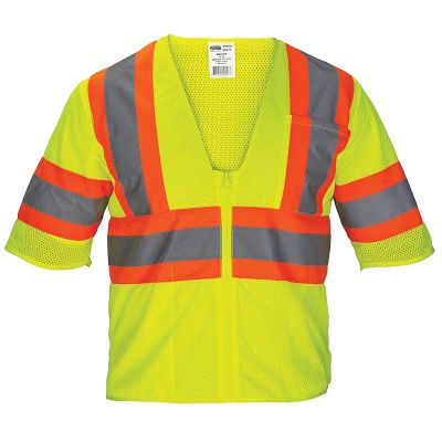 SAS690-2218 image(0) - SAS Safety Class-3 Mesh Yellow Safety Vest w/ Front Zipper, M