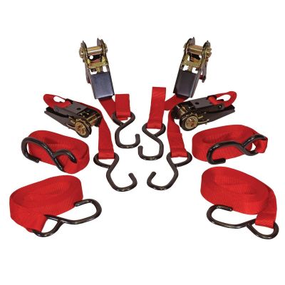 KTI73870 image(0) - K Tool International Tie Down Ratcheting 4 Pack 1 Inch by 15 Feet