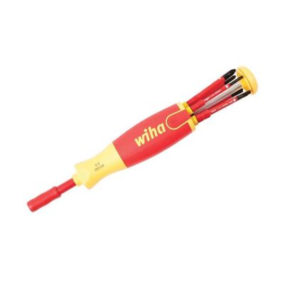 WIH28394 image(0) - Wiha Tools Insul. Pop Ups SlimLine Driver Set Includes Slotted 3.0, 4.0mm, Phillips #1, #2 and Square #1, #2 SlimLine Blades