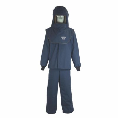 OBRLNS4B-TL-HVSL image(0) - Oberon Suit Kit - Arc Flash - 40 Cal LAN™ - Comes with Hood with Hard Cap, Coat, Bib Overalls and Fresh Air Arc Flash Hood Ventilation System & Light - Color: Navy Blue - Size: Large Tall
