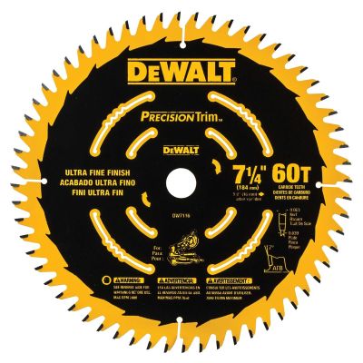 DWTDW7116PT image(0) - DEWALT Dw7116Pt 60T Precision Trim Miter Saw Blade, 7-1/4"