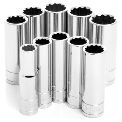 WLMW38700 image(0) - Wilmar Corp. / Performance Tool 10 Piece 3/8" Drive 12pt Met Deep Socket Set