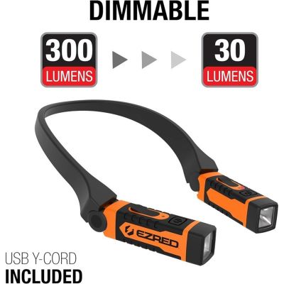 EZRNK15-OR image(0) - E-Z Red ANYWEAR Rechargeable 300 Lumen Dimmable Neck Light - Orange