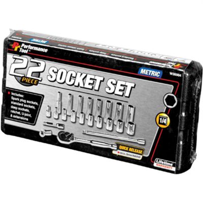 WLMW36904 image(0) - Wilmar Corp. / Performance Tool 22 Piece Metric 1/4" Drive Socket Set