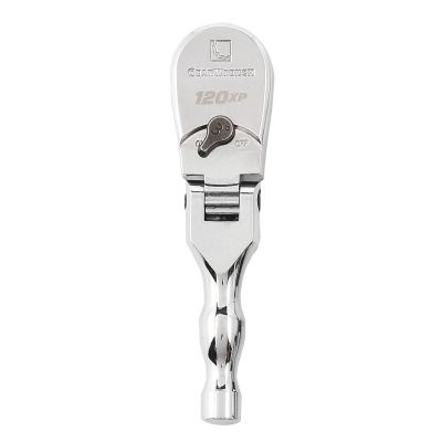 KDT81212XP image(0) - GearWrench 3/8 Inch Drive 120XP Full Polish Chrome Stubby Flex Head Teardrop Ratchet