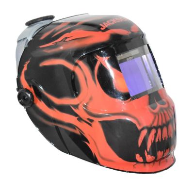 JCK47105 image(0) - Jackson Safety Welding Helmet - Auto Darkening - Nylon - 3.94" x 2.36" Viewing Area - Shade 4/9-13 Variable with Grind ADF 1/1/1/2 - 370 Speed Dial Headgear - Bead Demon Graphics