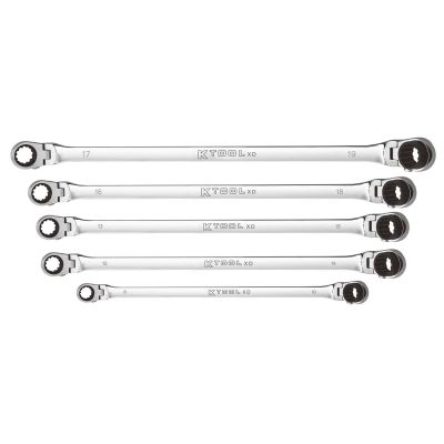 KTIXDDBM5120S image(0) - K Tool International Wrench Set 5 Piece Metric Ratcheting Double Flex 120 Tooth