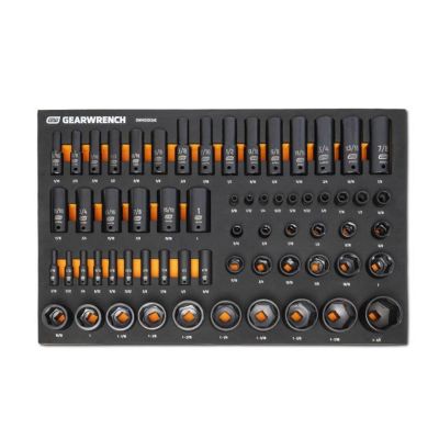 KDTGWMSISKSAE image(0) - GearWrench 63 Piece 1/4", 3/8", 1/2" Drive 6 Point SAE Impact Socket Set in Foam Storage Tray