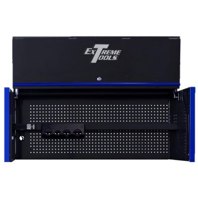 EXTRX552501HCBKBL image(0) - Extreme Tools Extreme Tools RX Series Professional 55"W x 25"D Extreme Power Workstation&reg; Hutch Black, Blue Drawer Pulls