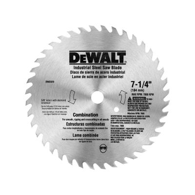 DWTDW3325 image(0) - DEWALT 7-1/4-Inch 40 Tooth Atb Combination Saw Blade With 5/8-Inch And Diamond Knockout Arbor,Silver