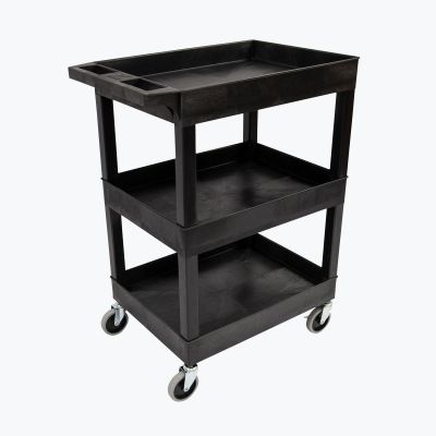 LUXSEC111-B image(0) - Luxor 24 x 18 Plastic Utility Three shelf Tub Cart