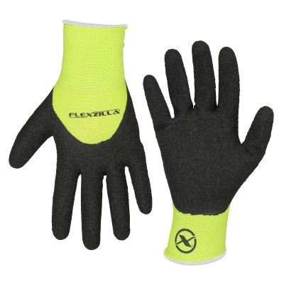 LEGGC241PM image(0) - Legacy Manufacturing Flexzilla&reg; Pro 3/4 Crinkle Latex Dip Gloves, Crinkle Latex Palm, Black/ZillaGreen&trade;, M