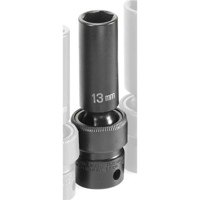 GRE1013UMD image(0) - Grey Pneumatic 3/8" Drive x 13mm Deep Universal Socket 6 Point - Black