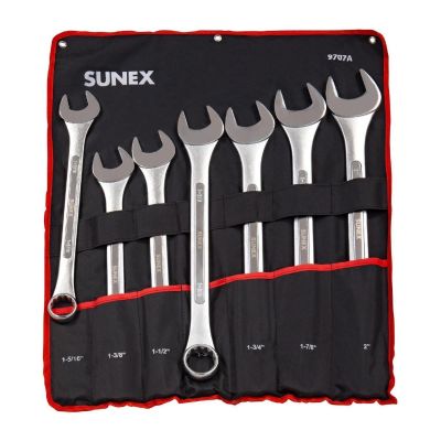 SUN9707A image(0) - SUNEX 7 Piece SAE Raised Panel Jumbo Combination Wrench Set