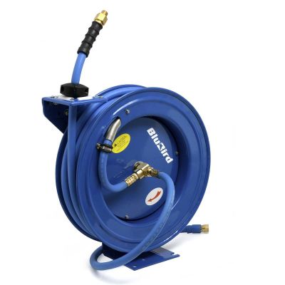 BLBBBRHD1250 image(0) - BluBird Rubber Air Hose Reel Heavy Duty Single Arm Assembly 1/2" x 50'