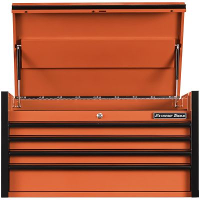 EXTDX412504CHORBK image(0) - Extreme Tools DX Series 41in. W X 25in. D 4 Drawer Top Chest, 100 lbs Slides, Orange with Black Drawer Pulls