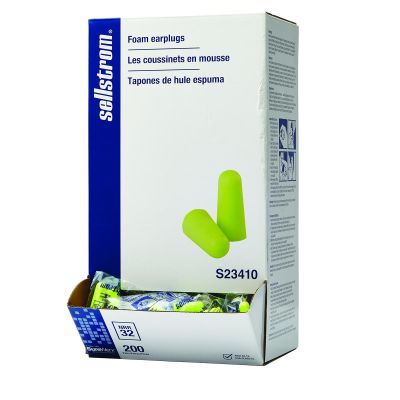SRWS23410 image(0) - Sellstrom Earplugs - Disposable - Foam Bullet Shape - Uncorded - NRR 32 - Hi-Viz Green - 200 Pair Dispenser Box