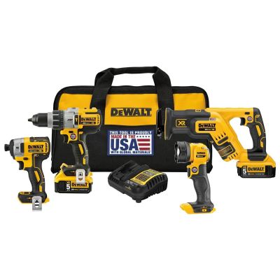DWTDCK494P2 image(0) - DEWALT 20V MAX* XR Cordless Drill Combo Kit, 4-Tool