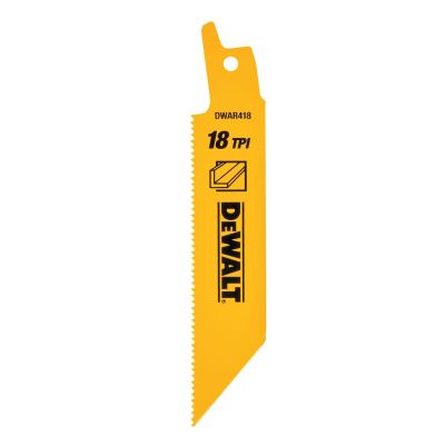 DWTDW4810 image(0) - DEWALT Reciprocating Saw Blades, Straight Back, 4-Inch, 18 Tpi, 5-Pack