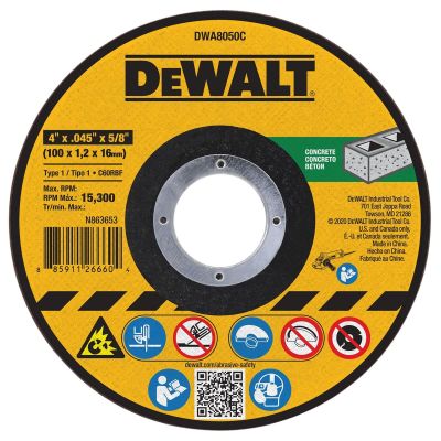 DWTDWA8050C image(0) - DEWALT 4 In x .045 in Aluminum Oxide Abrasive Chop / Cut-Off Blade with 7/8 in Arbor For Concrete & Masonry Cutting (1 Pack)