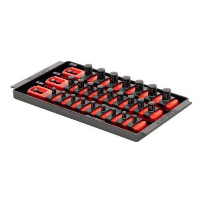 ERN8550 image(0) - Ernst Mfg. 3 Rail Universal Twist Lock Socket Tray 8" Red, 25 Socket Clips - 9) 1/4", 9) 3/8" and 7) 1/2"