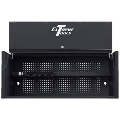 EXTRX552501HCMBBK image(0) - Extreme Tools Extreme Tools RX Series Professional 55"W x 25"D Extreme Power Workstation&reg; Hutch Matte Black, Black Drawer Pulls