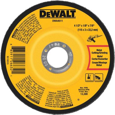 DWTDWA4511 image(0) - DEWALT Metal Grinding Wheel, 4-1/2-Inch X 1/8-Inch X 7/8-Inch
