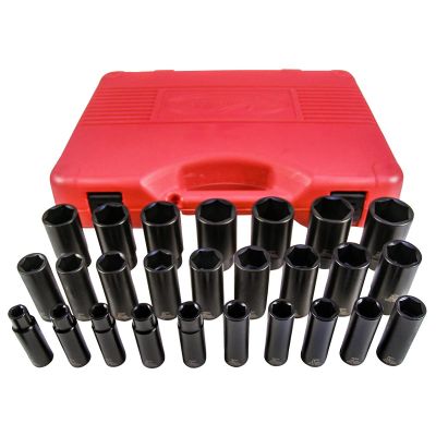 KTI38202 image(0) - 26 Piece Metric Impact Socket Set 1/2" - Deep