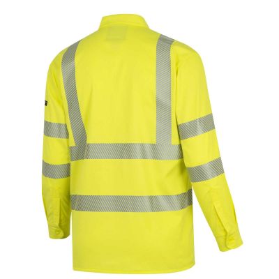OBRZFI506-4XL image(1) - OBERON Button Up Shirt - Hi-Vis FR/Arc-Rated 7.5 oz 88/12 - Hi-Vis Yellow - Size: 4XL