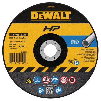 DWTDW8065S image(0) - DEWALT High Performance (TM) Stainless Steel Cutting Wheels