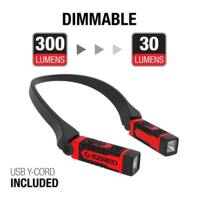 EZRNK15 image(0) - E-Z Red ANYWEAR Rechargeable 300 Lumen Dimmable Neck Light - Red