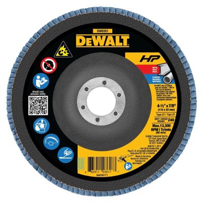 DWTDW8351 image(0) - DEWALT 4-1/2-Inch By 7/8-Inch 40G Type 27 Flap Disc