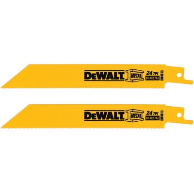DWTDW4813 image(0) - DeWalt 6-in. 24 tpi Straight Back Bi-Metal Reciprocating Blade (5-Pack)