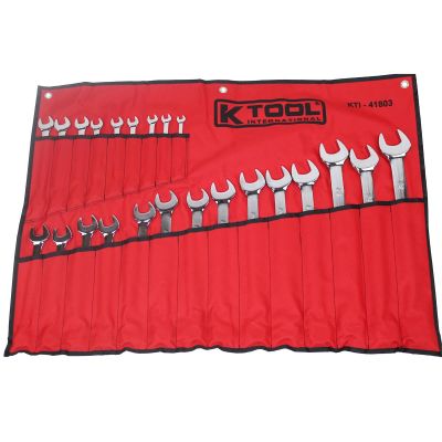 KTI41803 image(0) - K Tool International Wrench Set 23 Piece Combination Metric Pro-series Hi Polish