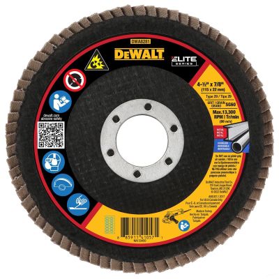 DWTDWA8281 image(0) - DEWALT 60G T29 Xp Ceramic Flap Disc, 4-1/2" X 7/8"
