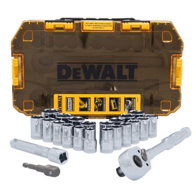 DWTDWMT45414 image(0) - DeWalt 23Pc Tough Box 1/2In Dr Socket Set