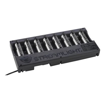 STL20224 image(0) - Streamlight 8-Unit SL-B26 Bank Charger - 120V/100V AC - Includes (8) SL-B26 Batteries - Black