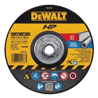 DWTDW8755 image(0) - DEWALT 6-Inch By 3/32-Inch Metal Cutting And Notching Wheel, 5/8-11 Arbor